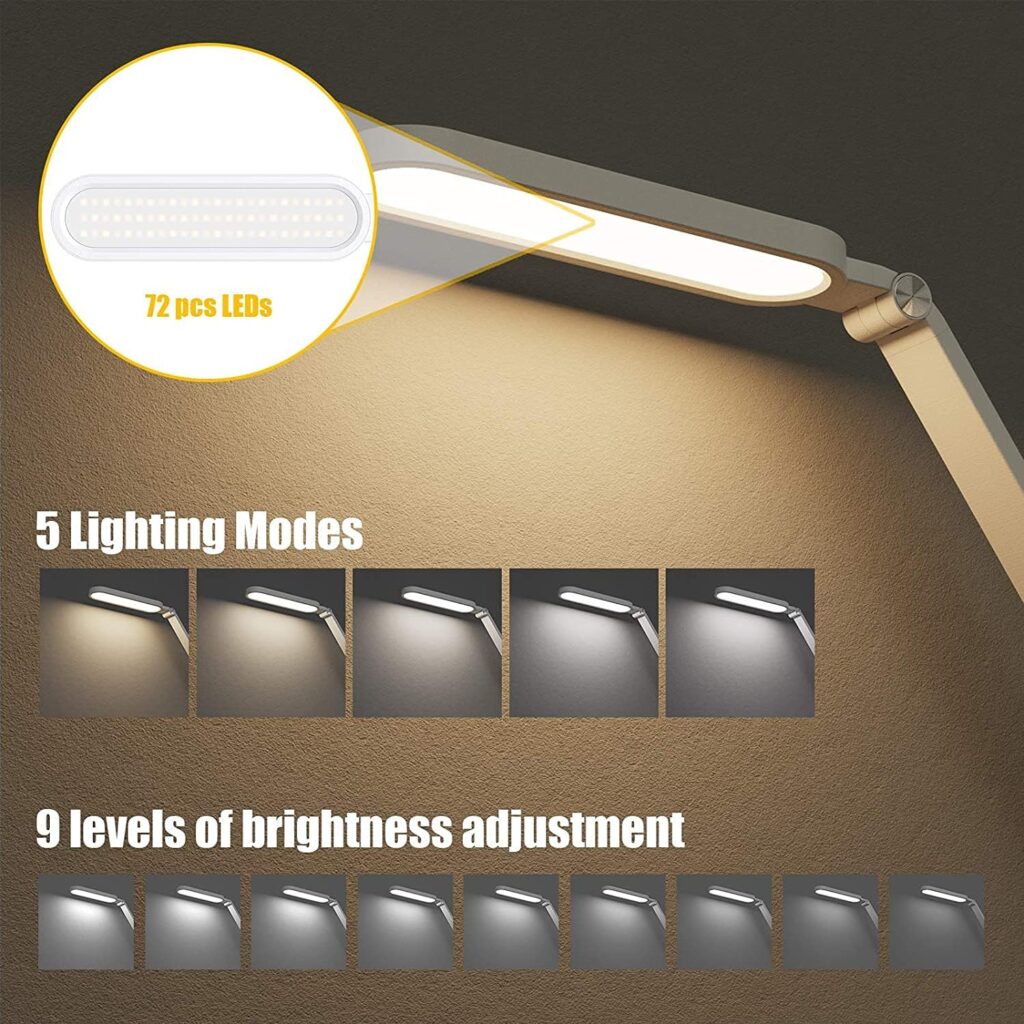 lámpara, 5 modos de iluminación, 9 niveles de ajuste de brillo